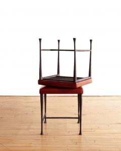 Christian Liaigre Pair of Christian Liaigre Sudd Stools Red Leather - 4617337