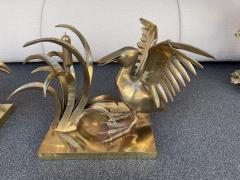 Christian Techoueyres Bronze Pelican and Reed Coffee Table by Christian Techoueyres France 1970s - 2063216