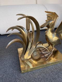 Christian Techoueyres Bronze Pelican and Reed Coffee Table by Christian Techoueyres France 1970s - 2063218