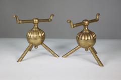 Christopher Dresser Dr C Dresser attributed Benham Froud a Pair of Brass Fire Dogs - 4188642