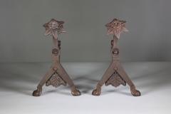 Christopher Dresser Dr C Dresser style Of A Pair of Arts Crafts Cast Iron Fire Dogs - 4187768