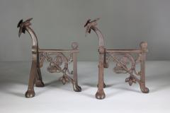 Christopher Dresser Dr C Dresser style Of A Pair of Arts Crafts Cast Iron Fire Dogs - 4187769