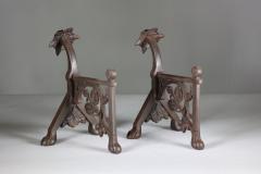 Christopher Dresser Dr C Dresser style Of A Pair of Arts Crafts Cast Iron Fire Dogs - 4187770