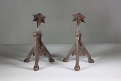 Christopher Dresser Dr C Dresser style Of A Pair of Arts Crafts Cast Iron Fire Dogs - 4187771