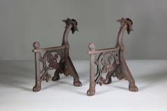 Christopher Dresser Dr C Dresser style Of A Pair of Arts Crafts Cast Iron Fire Dogs - 4187772