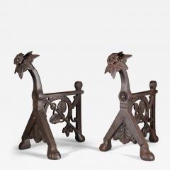 Christopher Dresser Dr C Dresser style Of A Pair of Arts Crafts Cast Iron Fire Dogs - 4205673
