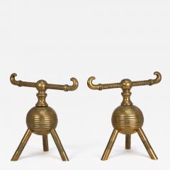 Christopher Dresser Dr Christopher Dresser for Benham Froud A Pair of Brass Fire Dogs - 4205678