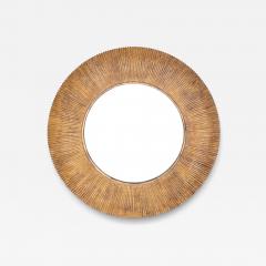 Christopher Guy Large round mirror with pleated decoration by C Guy Indonesia circa 1990 - 4230016