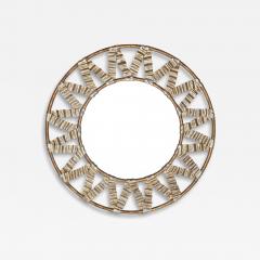 Christopher Guy Round mirror with carved wooden frame with ribbons C Guy Indonesia circa 1990 - 4225510