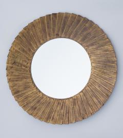 Christopher Guy Round mirror with pleated wooden frame Ed Christopher Guy Singapore circa 2018 - 4362552