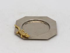 Chrome Ashtray with Brass Alligator Late 20th Century - 3008580