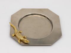 Chrome Ashtray with Brass Alligator Late 20th Century - 3008581