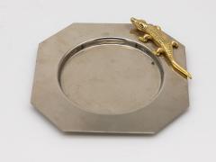 Chrome Ashtray with Brass Alligator Late 20th Century - 3008583