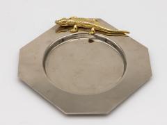 Chrome Ashtray with Brass Alligator Late 20th Century - 3008584