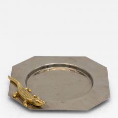 Chrome Ashtray with Brass Alligator Late 20th Century - 3010471