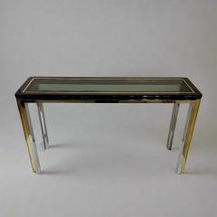 Chrome Brass and Glass Console Table Italy 1970s - 4450133