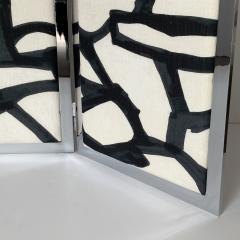 Chrome Folding Screen Upholstered in Porter Teleo Fabric - 1162607