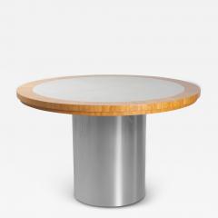 Chrome Leather Pedestal Foyer Center Table - 2642467