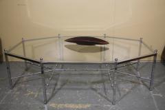 Chrome Octogonal Coffee Table by Maison Jansen with great faux bamboo stretchers - 2333233