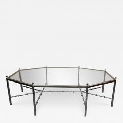 Chrome Octogonal Coffee Table by Maison Jansen with great faux bamboo stretchers - 2336265