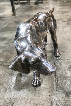 Chrome Sculpture Hunting Dog Tuscany Italy 1970s - 1064224