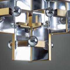 Chrome and Brass Chandelier by Gaetano Sciolari Italy - 4431191