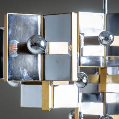 Chrome and Brass Chandelier by Gaetano Sciolari Italy - 4431193