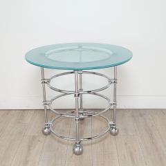 Chrome and Glass Modernist Round Center or Side Table by Jay Spectre circa 1980 - 3603238