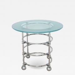 Chrome and Glass Modernist Round Center or Side Table by Jay Spectre circa 1980 - 3603561