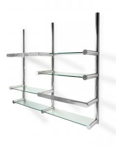 Chrome and Glass Orba Wall Unit by Janet Schwietzer for Pace Collection RGB NEON - 3948183