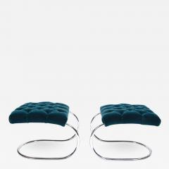 Chrome and Mohair Cantilever Stools - 1312788