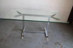 Chrome with glass top table desk  - 1092569