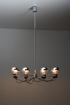 Chromed Steel Eight Arm Chandelier in the Style of Gino Sarfatti 1960s - 4510487