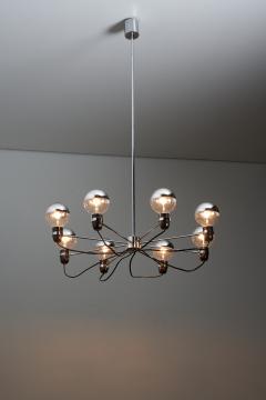 Chromed Steel Eight Arm Chandelier in the Style of Gino Sarfatti 1960s - 4510488
