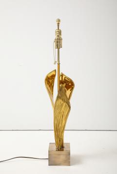 Chrystiane Charles 1970s Rare Golden Amaryllis lamp by Chrystiane Charles - 4711804