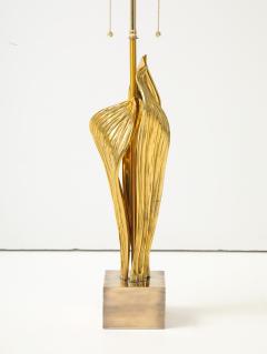 Chrystiane Charles 1970s Rare Golden Amaryllis lamp by Chrystiane Charles - 4711805