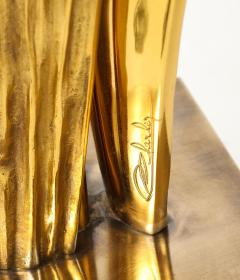 Chrystiane Charles 1970s Rare Golden Amaryllis lamp by Chrystiane Charles - 4711811
