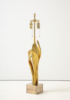 Chrystiane Charles 1970s Rare Golden Amaryllis lamp by Chrystiane Charles - 4716604