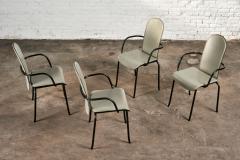 Cidue Italian Gray Leather and Steel Dining Chairs by Giorgio Cattelan - 2820950