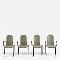 Cidue Italian Gray Leather and Steel Dining Chairs by Giorgio Cattelan - 2822984