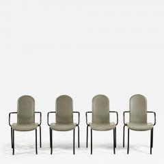 Cidue Italian Gray Leather and Steel Dining Chairs by Giorgio Cattelan - 2822984