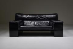 Cini Boeri Black Leather Italian design Cini Boeri Brigadier loveseats for Knoll 1980s - 2019223