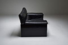 Cini Boeri Black Leather Italian design Cini Boeri Brigadier loveseats for Knoll 1980s - 2019225