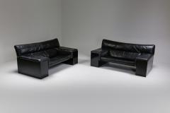 Cini Boeri Black Leather Italian design Cini Boeri Brigadier loveseats for Knoll 1980s - 2019228