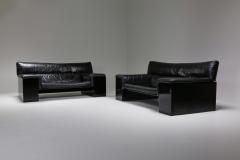 Cini Boeri Black Leather Italian design Cini Boeri Brigadier loveseats for Knoll 1980s - 2019231