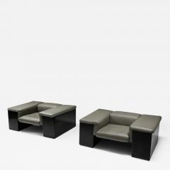 Cini Boeri Post modern Cini Boeri Brigadier Lounge Chairs in Elephant Grey Leather - 2022162