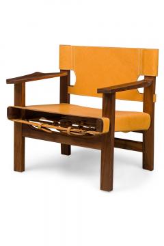 Cintro Contemporary Mid Century American Style Walnut Armchairs with Saddle Ta - 4656843