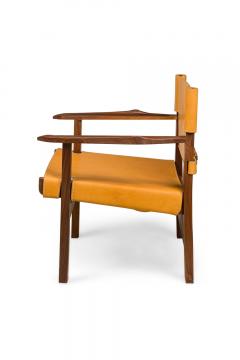Cintro Contemporary Mid Century American Style Walnut Armchairs with Saddle Ta - 4656844