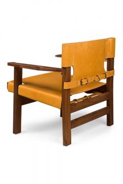 Cintro Contemporary Mid Century American Style Walnut Armchairs with Saddle Ta - 4656845