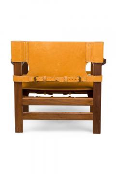 Cintro Contemporary Mid Century American Style Walnut Armchairs with Saddle Ta - 4656846